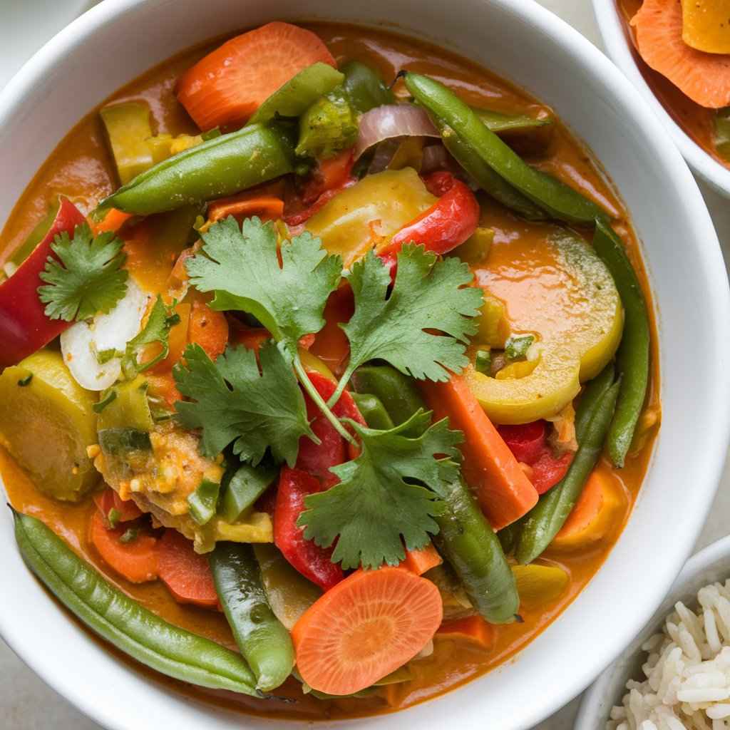 Vegetarian Filipino Vegetable Curry with Coconut and Peanuts