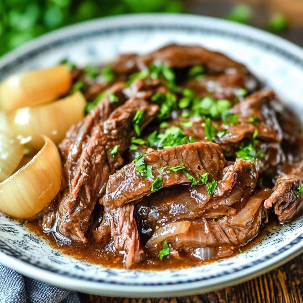 Flemish Beer-Braised Beef with Caramelized Onions