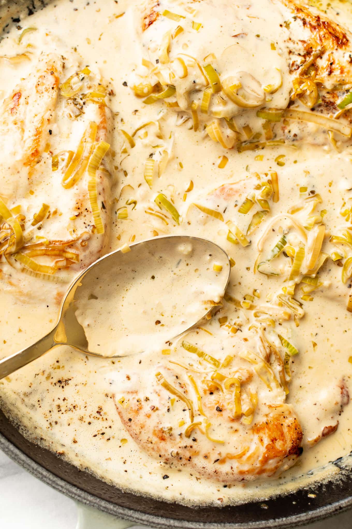 Sablon-Style Chicken with Creamy Leek Sauce