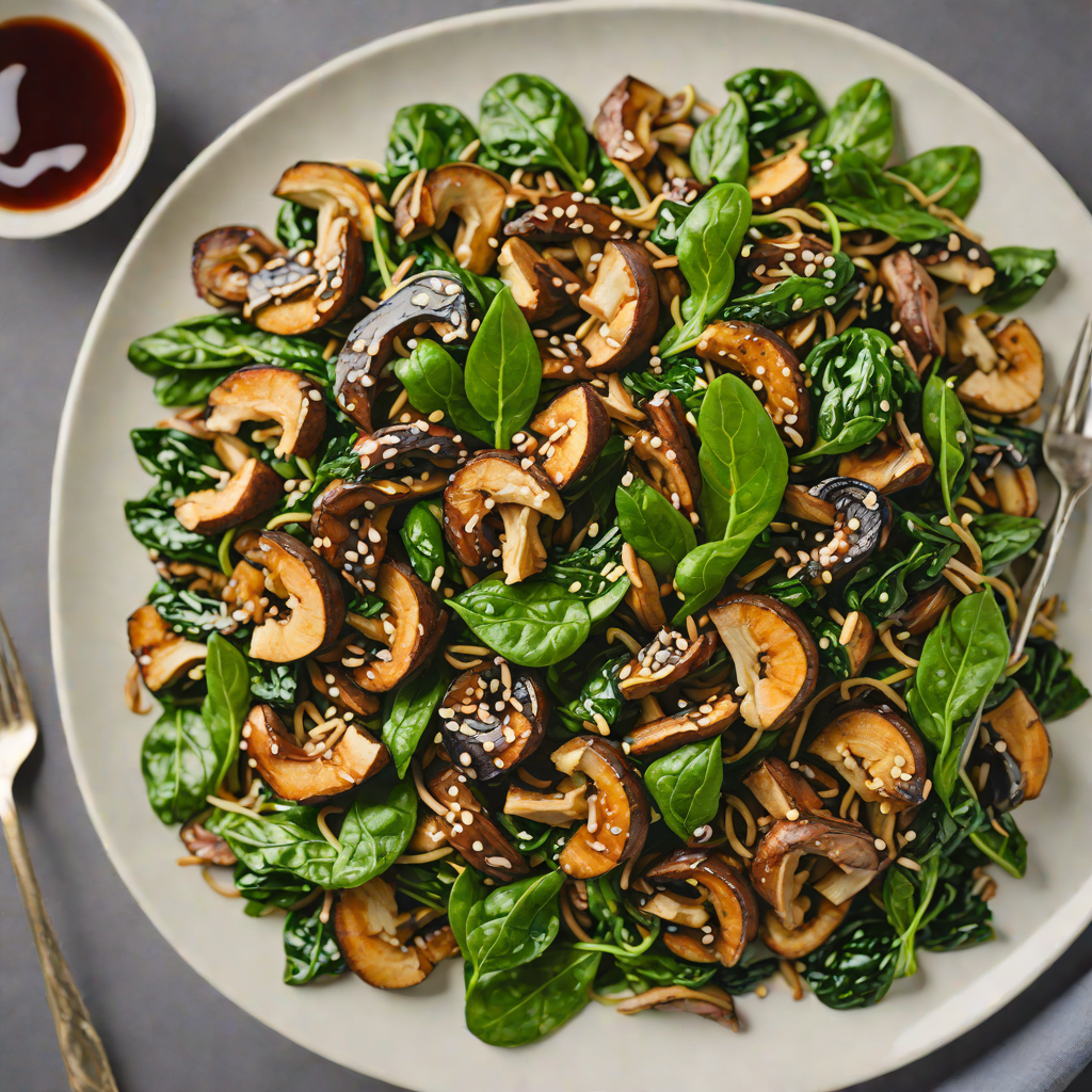 Sautéed Shiitake and Spinach Stir Fry with Garlic Ginger Sauce