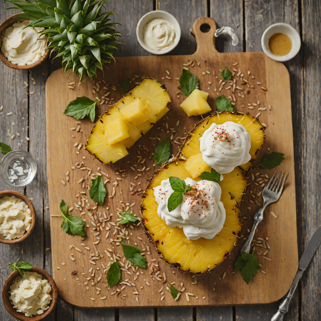 Pan-Seared Pineapple with Spiced Coconut Whipped Cream