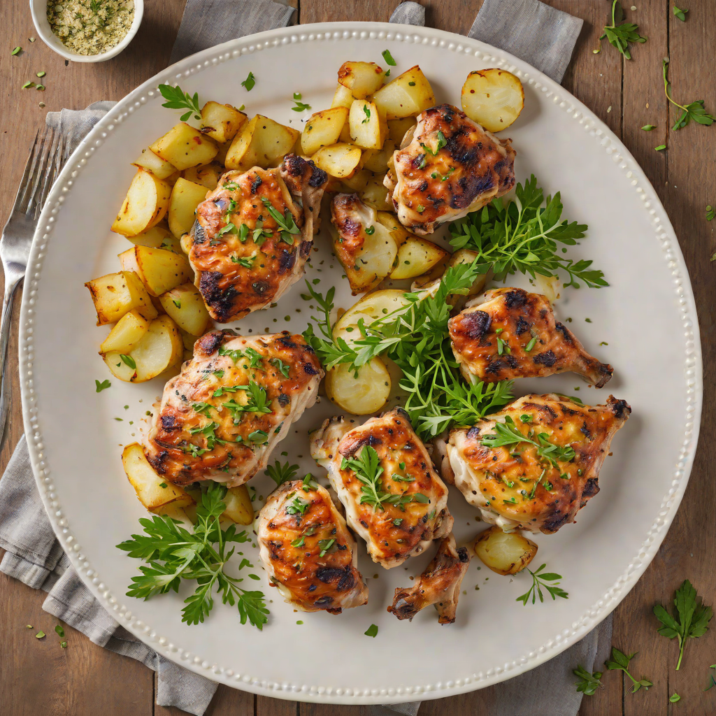 Oven-Roasted Herb Chicken Thighs with Garlic-Parmesan Potatoes