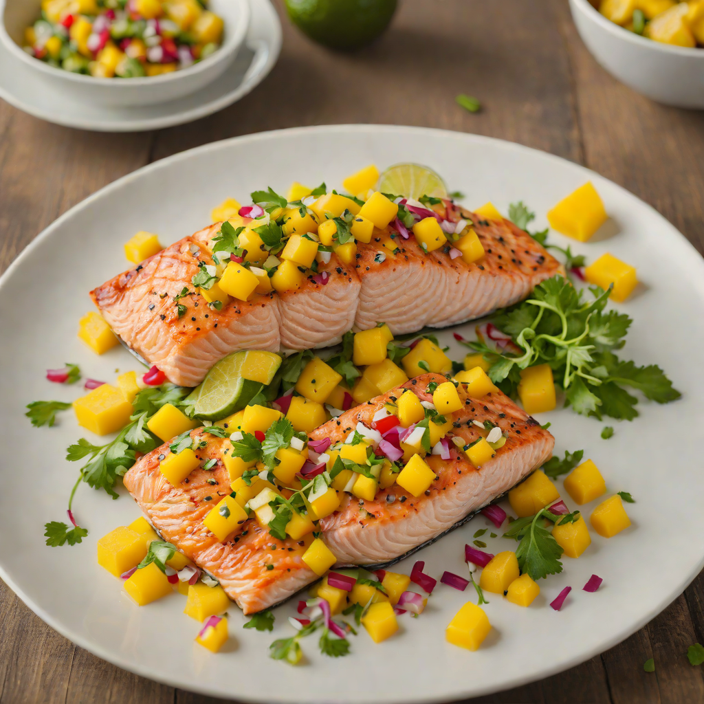 Pan-Seared Salmon with Mango Salsa and Lime Vinaigrette