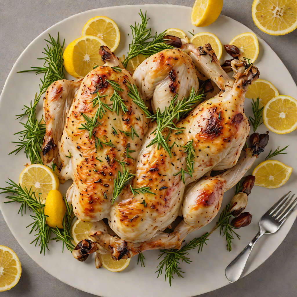 Half-Roasted Lemon Garlic Chicken with Rosemary