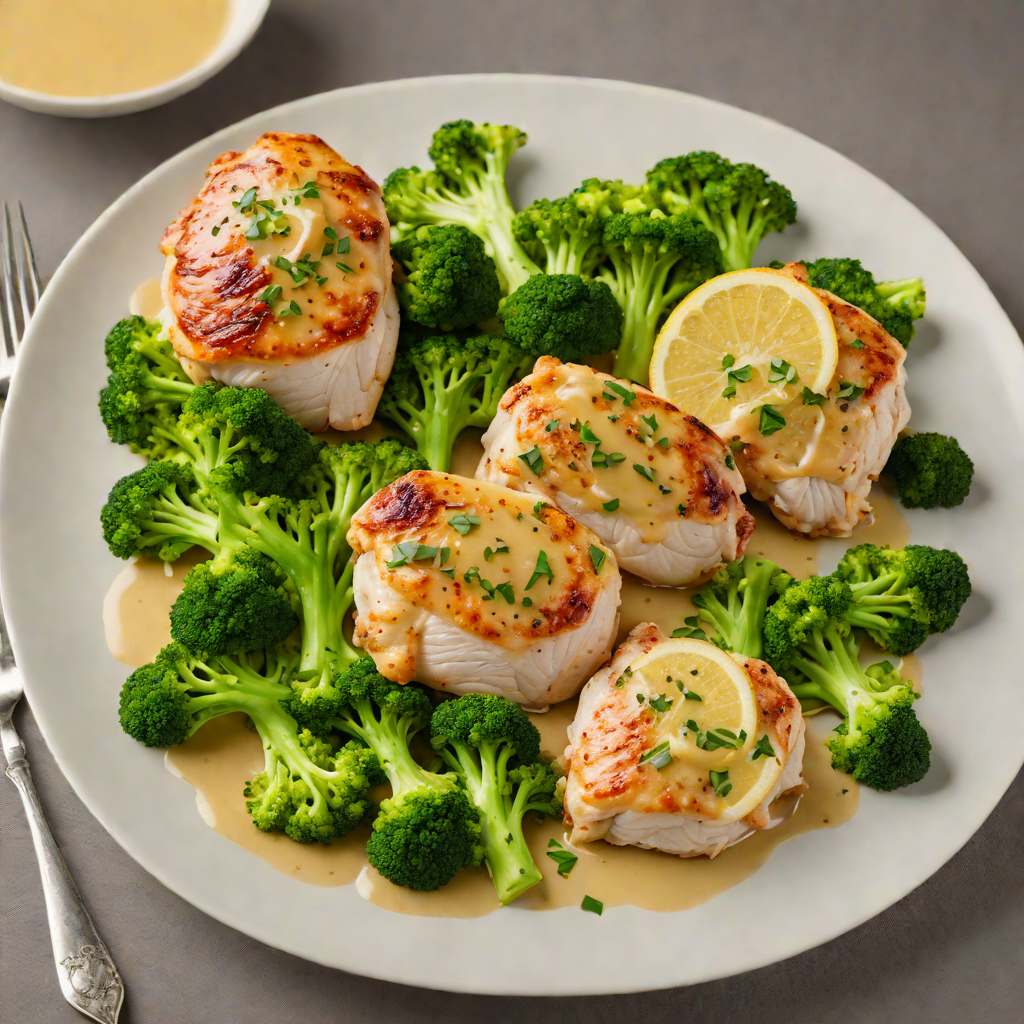 Pan-Seared Chicken with Lemon-Garlic Sauce and Steamed Broccoli