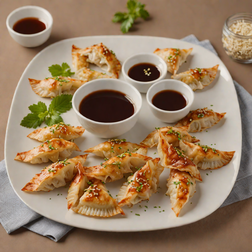 Pan-Fried Gyoza with Sesame Dipping Sauce