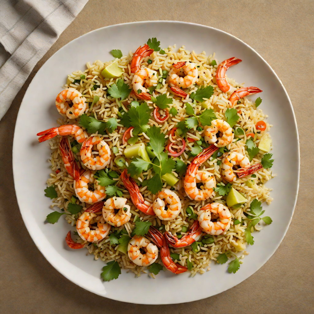 Stir-Fried Shrimp with Cauliflower Rice and Ginger-Sesame Dressing