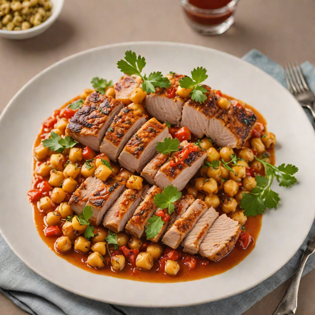 Harissa-Rubbed Pork Tenderloin with Chickpea and Tomato Stew
