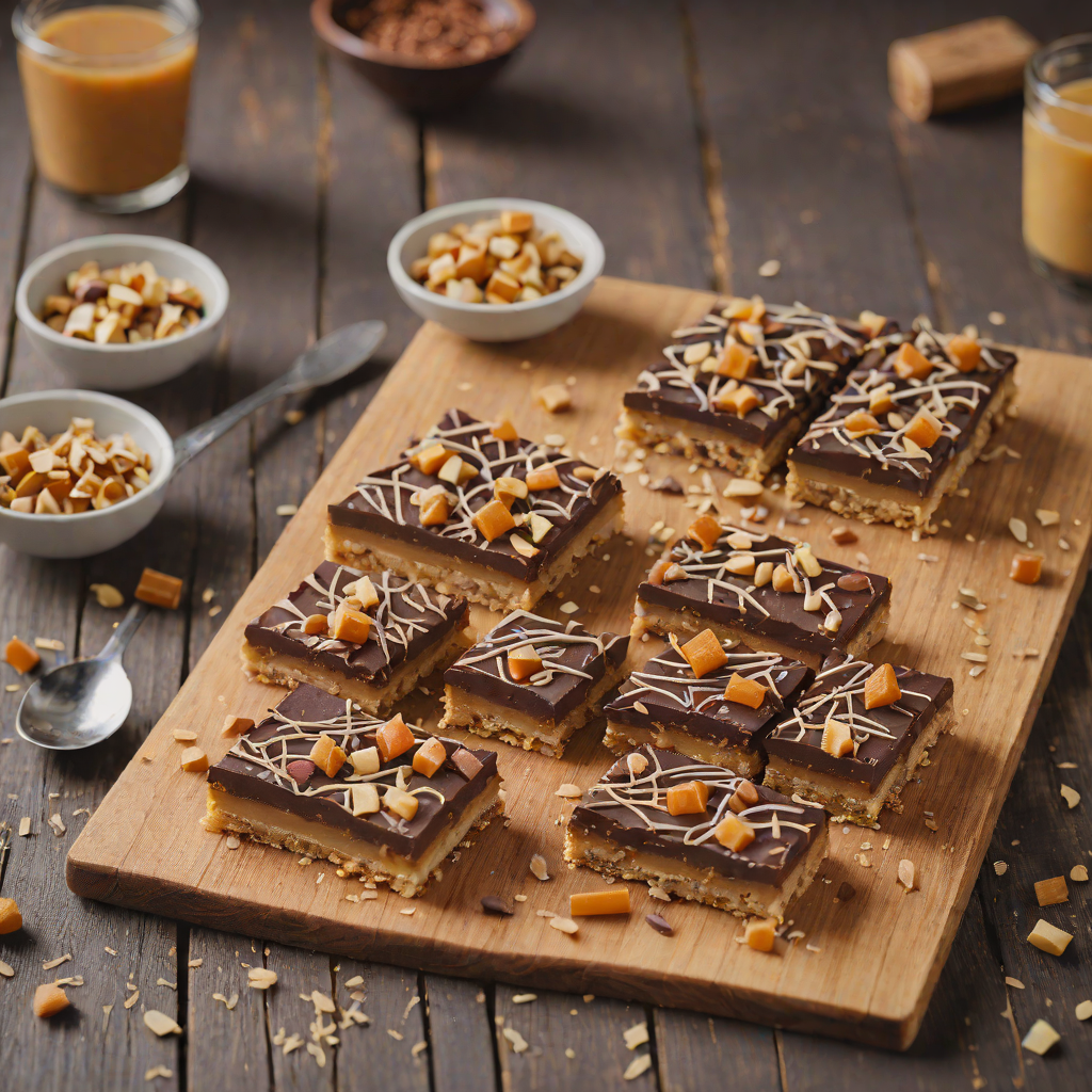 No-Bake Chocolate, Caramel, and Macadamia Slice