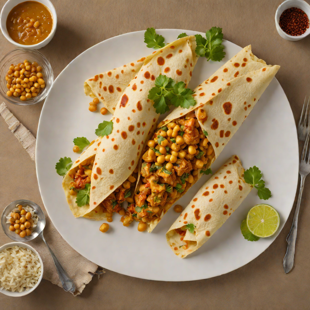 Curried Chicken Roti with Potato and Chickpeas