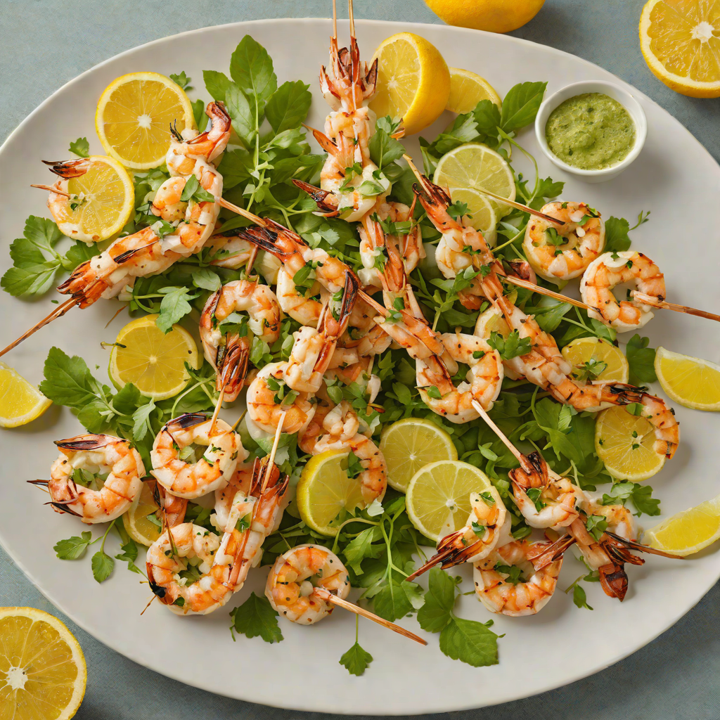 Citrus-Marinated Grilled Shrimp Skewers with Summer Herb Salad
