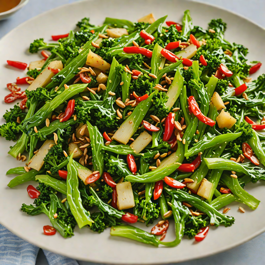 Garlic and Ginger Stir-Fried Greens with Chili