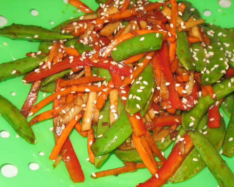 Soy-Ginger Glazed Tofu with Snap Peas