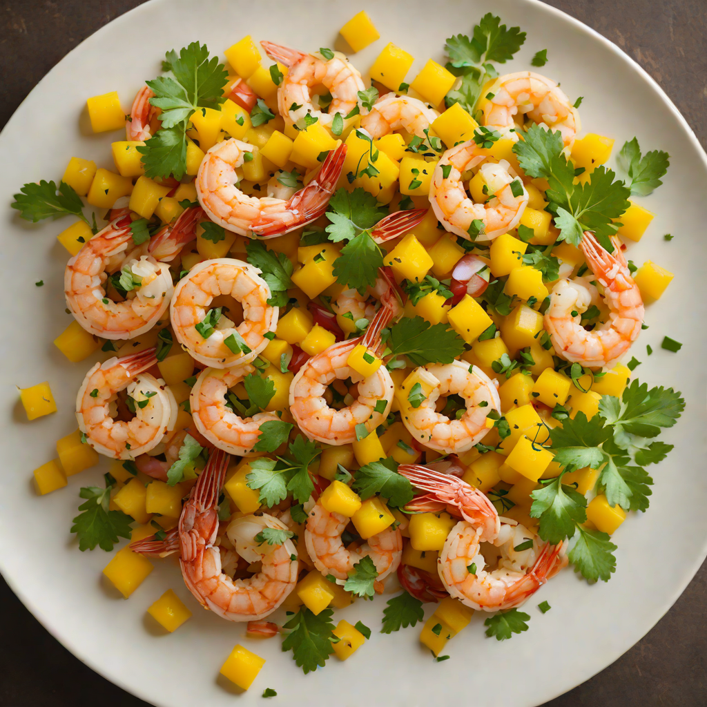 Sautéed Shrimp with Spicy Mango Salsa and Cilantro