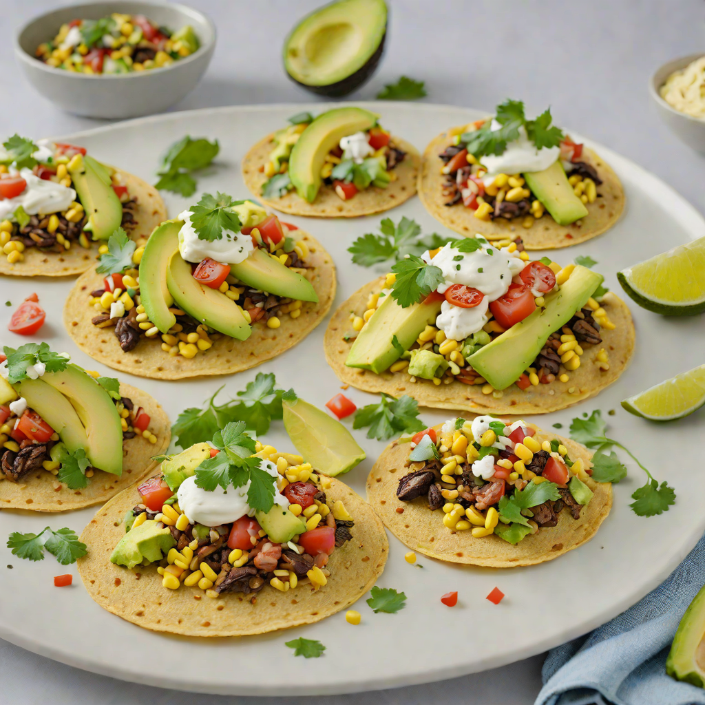 Toasted Corn and Grasshopper Tostadas with Avocado Crema