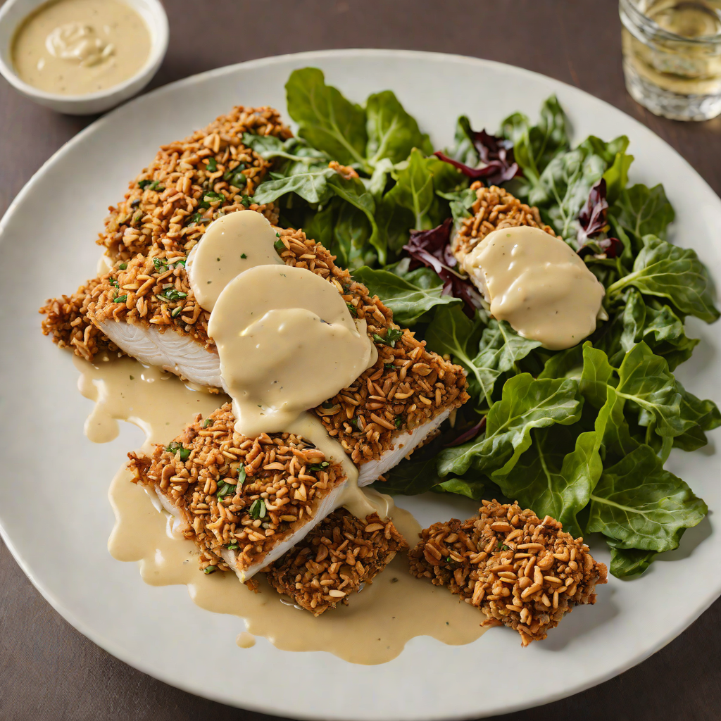 Pecan-Crusted Catfish with Creole Remoulade and Collard Greens