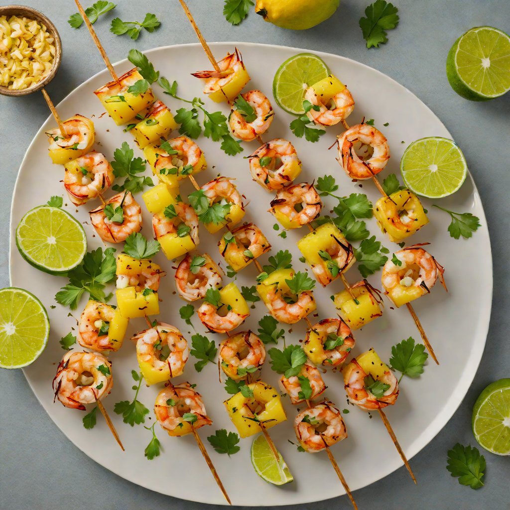 Rum-Spiced Pineapple Shrimp Skewers with Lime and Cilantro