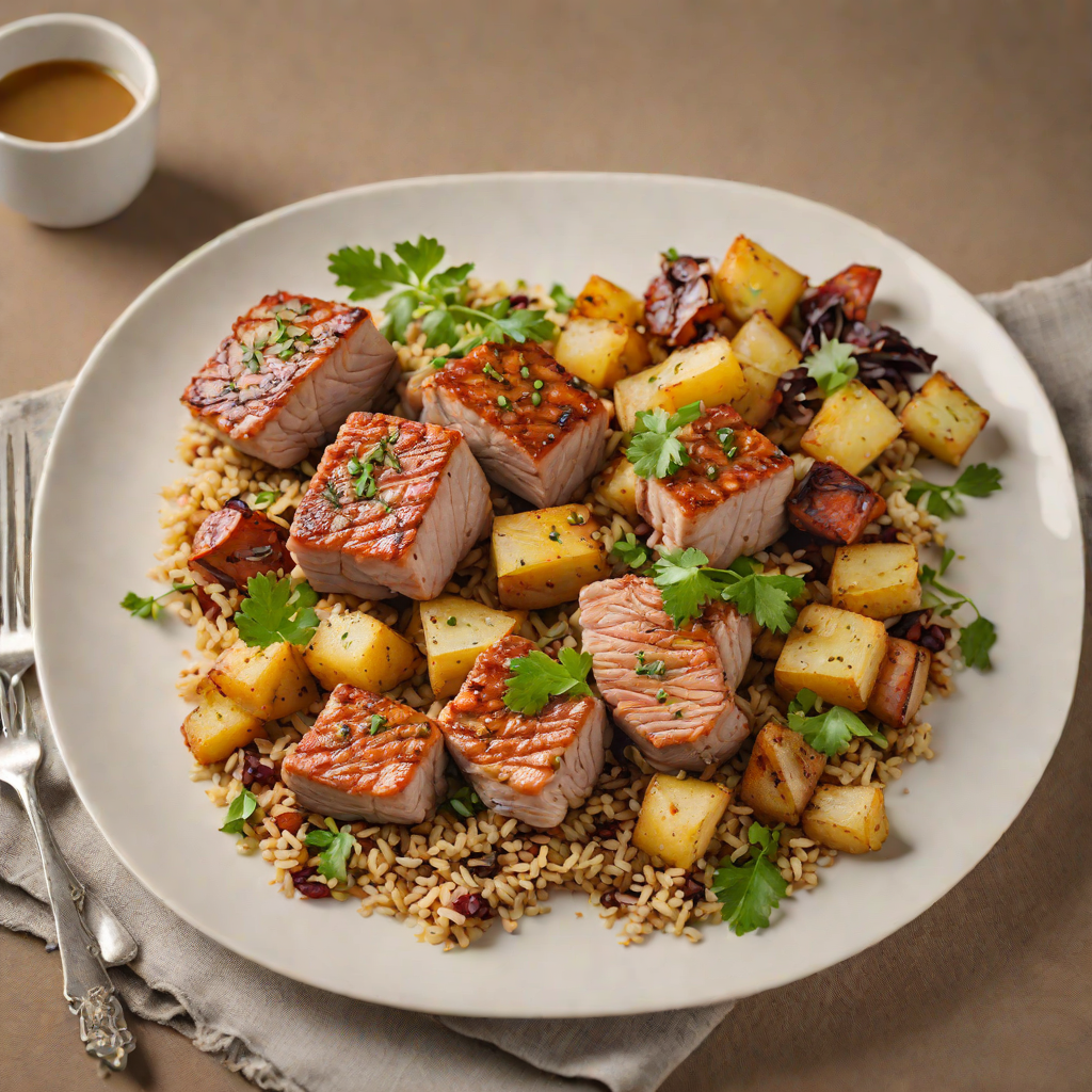 Pan-Seared Pork Chunks with Quinoa and Aymara-Spiced Potatoes