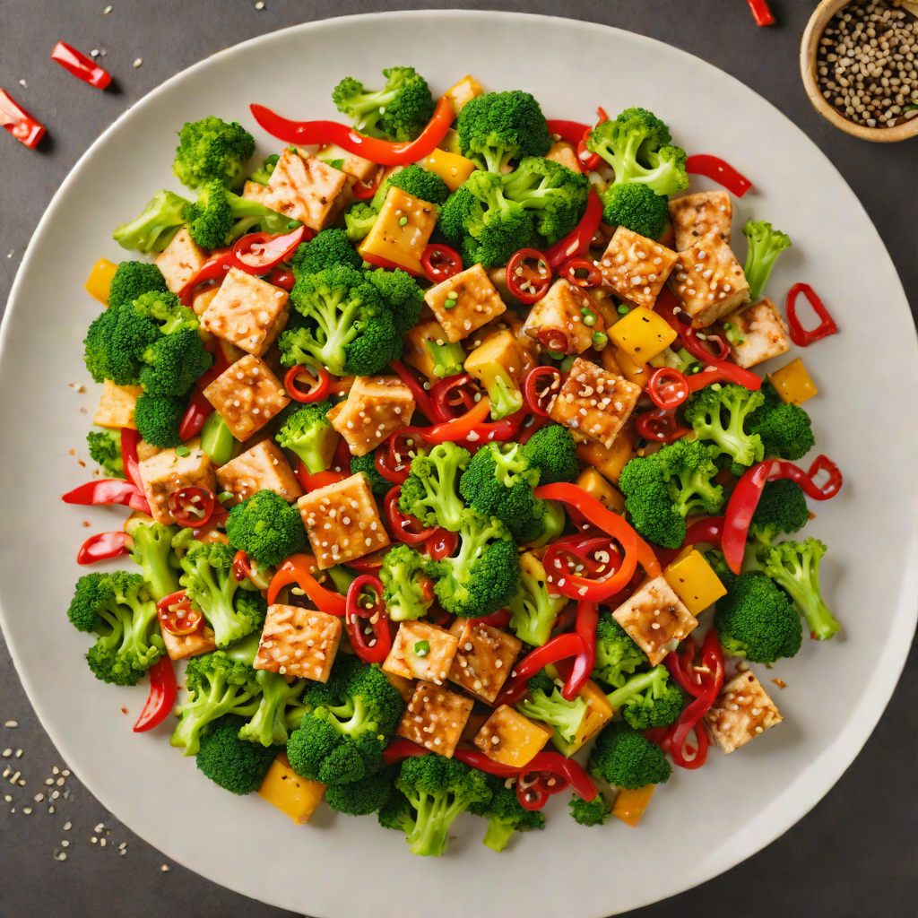 Stir-Fried Ginger Tofu with Broccoli and Bell Pepper