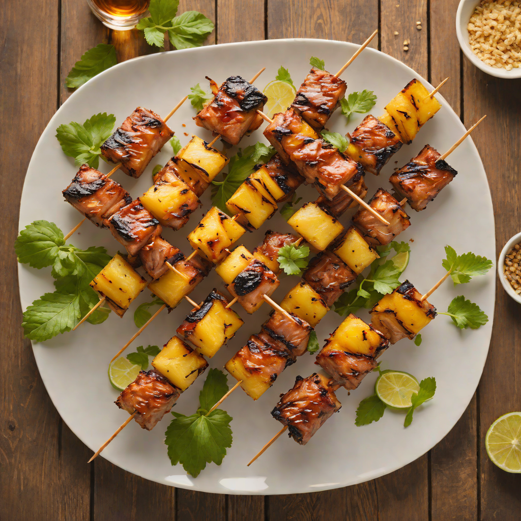 Charred Pineapple and Rum-Glazed Tiki Pork Skewers