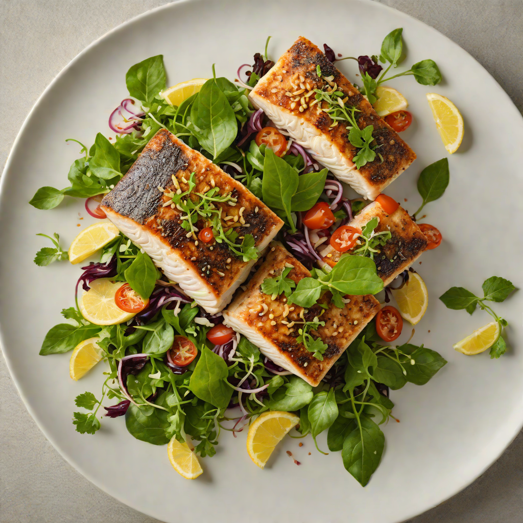 Pan-Fried Barramundi with Finger Lime and Warrigal Greens Salad