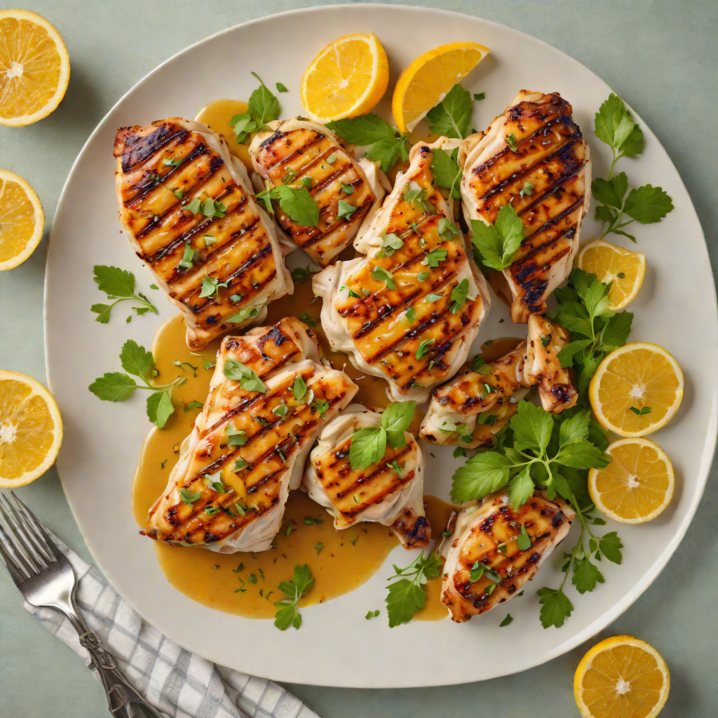 Citrus-Marinated Grilled Chicken with Spanish Garlic and Herb Sauce