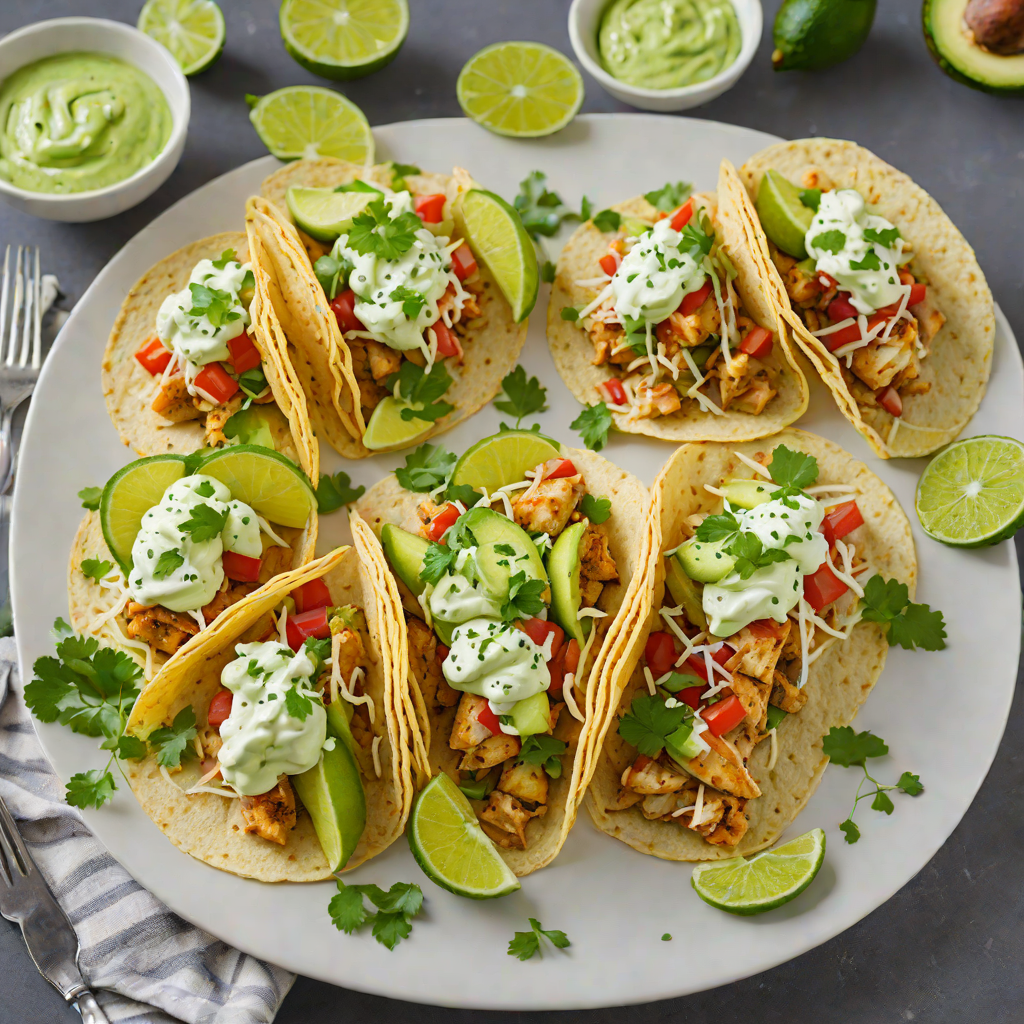 Baked Chile-Lime Fish Tacos with Avocado Crema