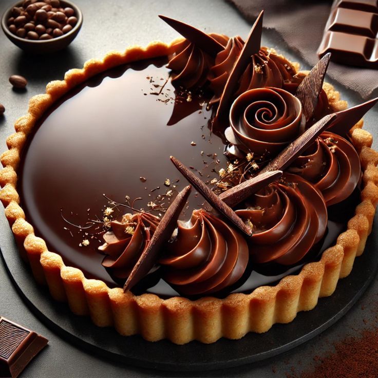 Belgian Chocolate and Speculoos Tart with Whipped Cream