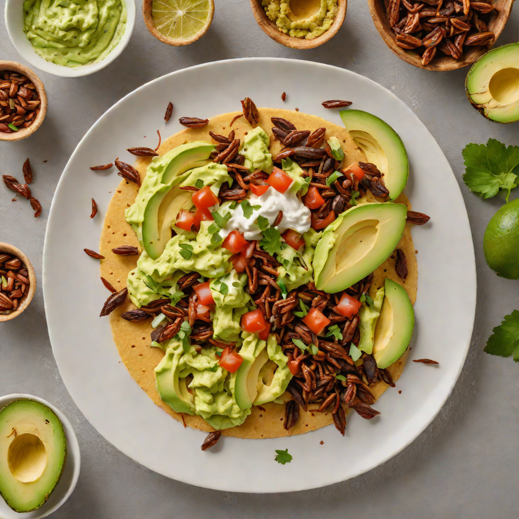 Toasted Chapulines and Quesillo Tlayuda with Avocado Crema