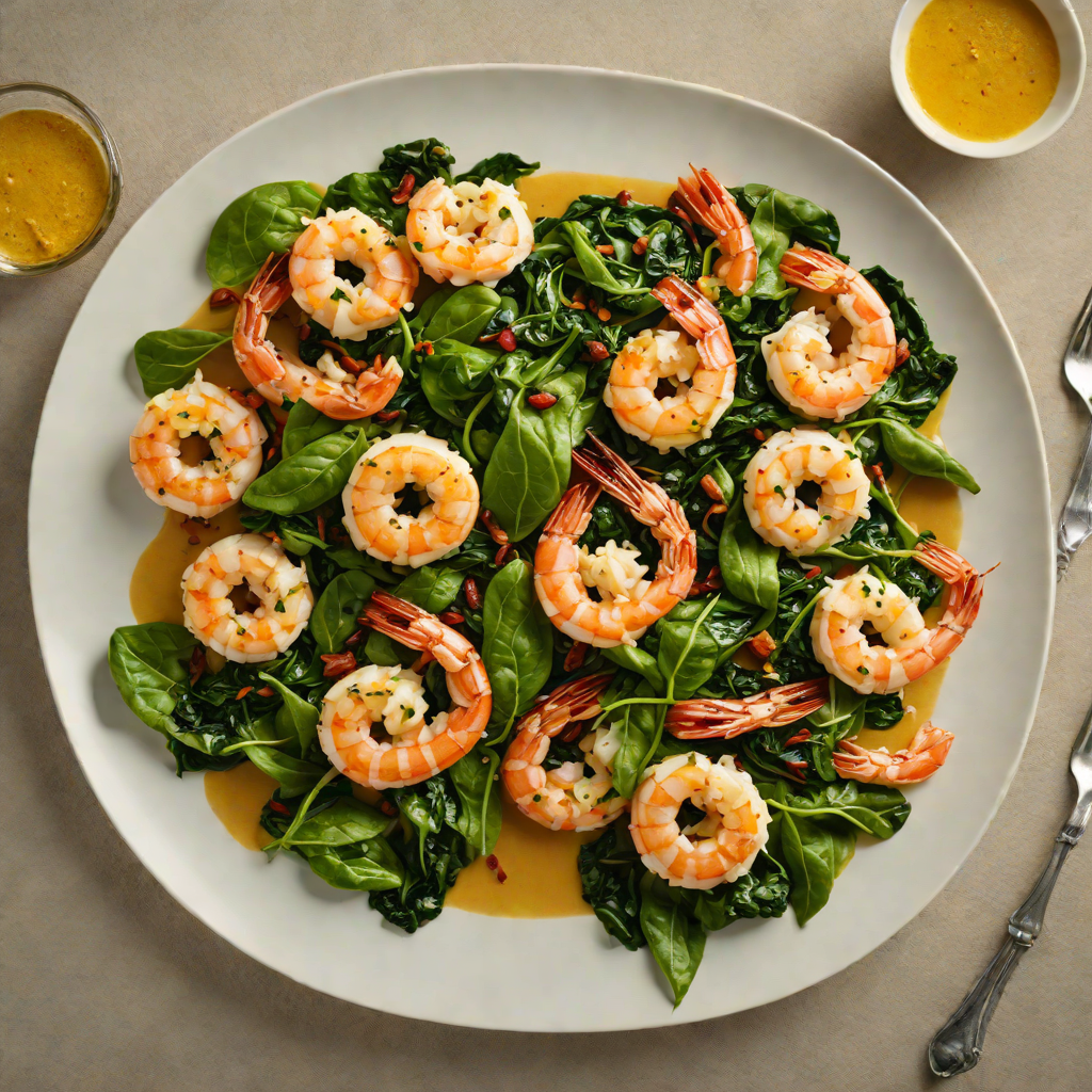 Sautéed Shrimp with Garlic-Chili Butter and Wilted Spinach