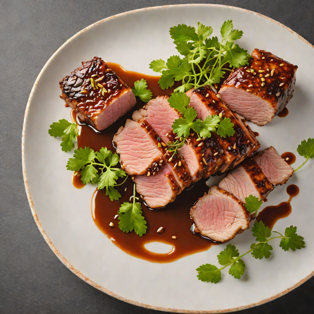 Pan-Seared Pork Neck with Tamarind Glaze and Thai Herbs