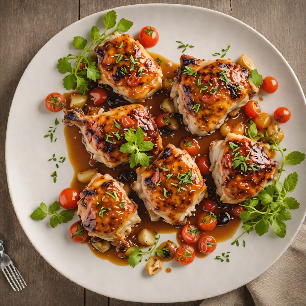 Pan-Seared Chicken Thighs with Roasted Garlic and Tomato Confit