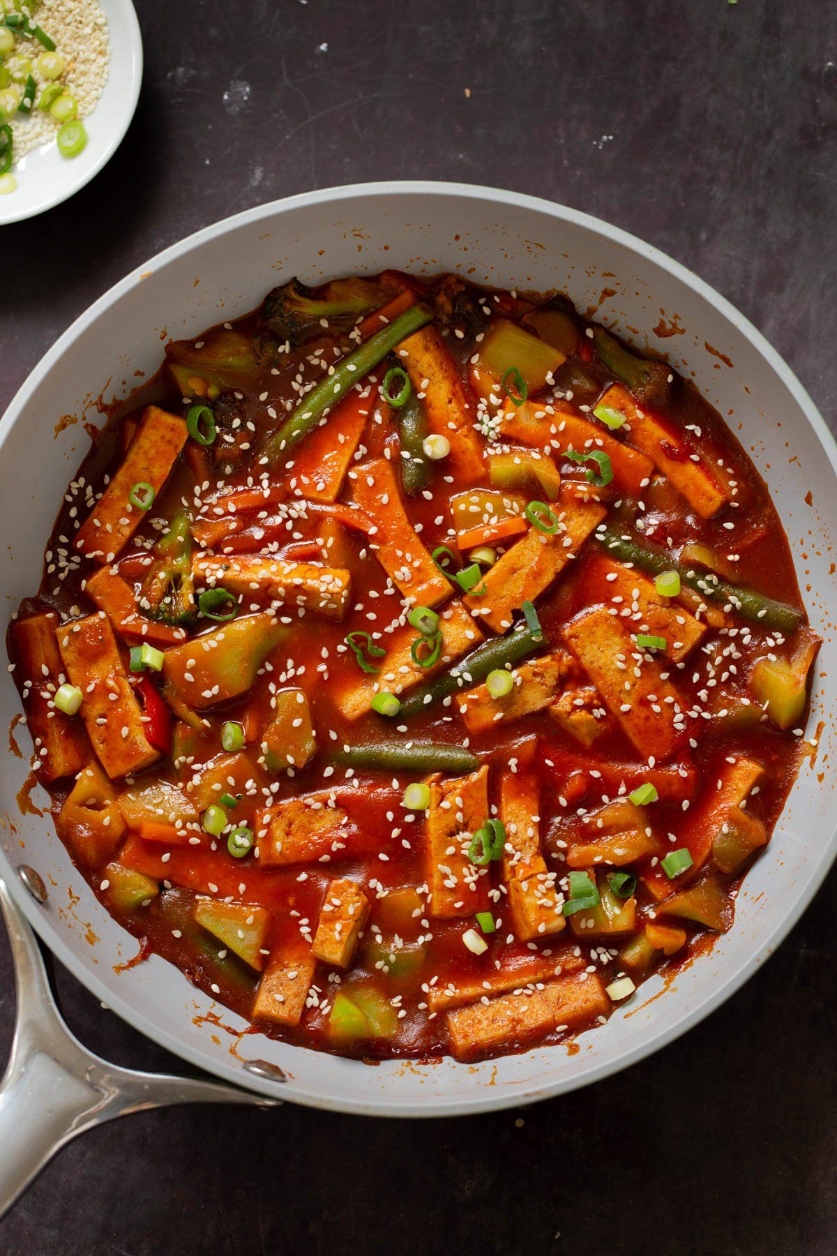 Sautéed Spicy Korean Tofu Stir Fry with Gochujang Sauce