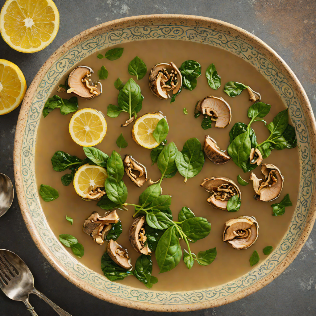 Lemon-Garlic Miso Broth with Shiitake and Spinach