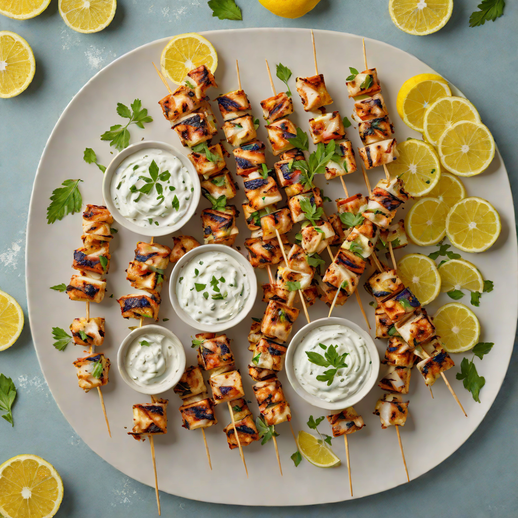 Grilled Lemon-Garlic Chicken Skewers with Tzatziki Dip