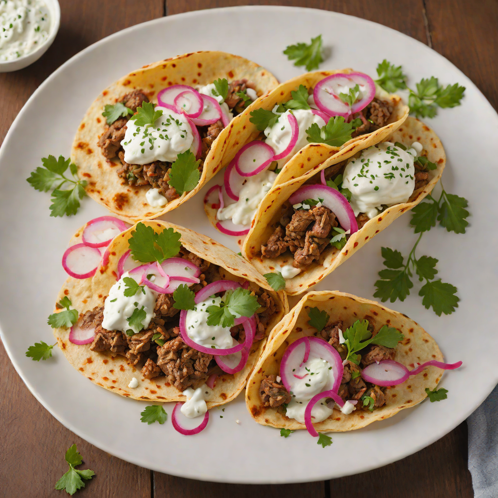 Wood-Fired Lamb Pita with Tzatziki and Pickled Red Onions