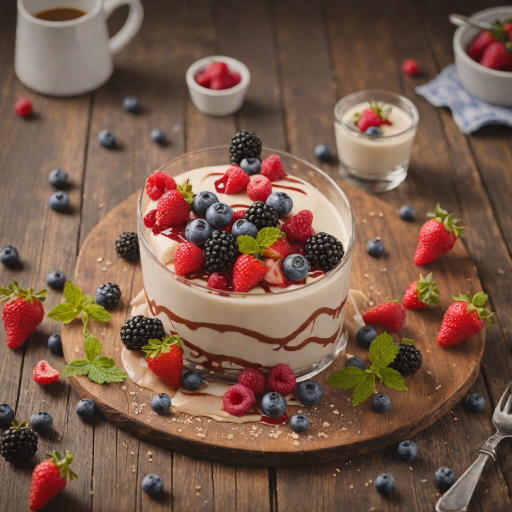 Vanilla-Chocolate Swirl Panna Cotta with Fresh Berries