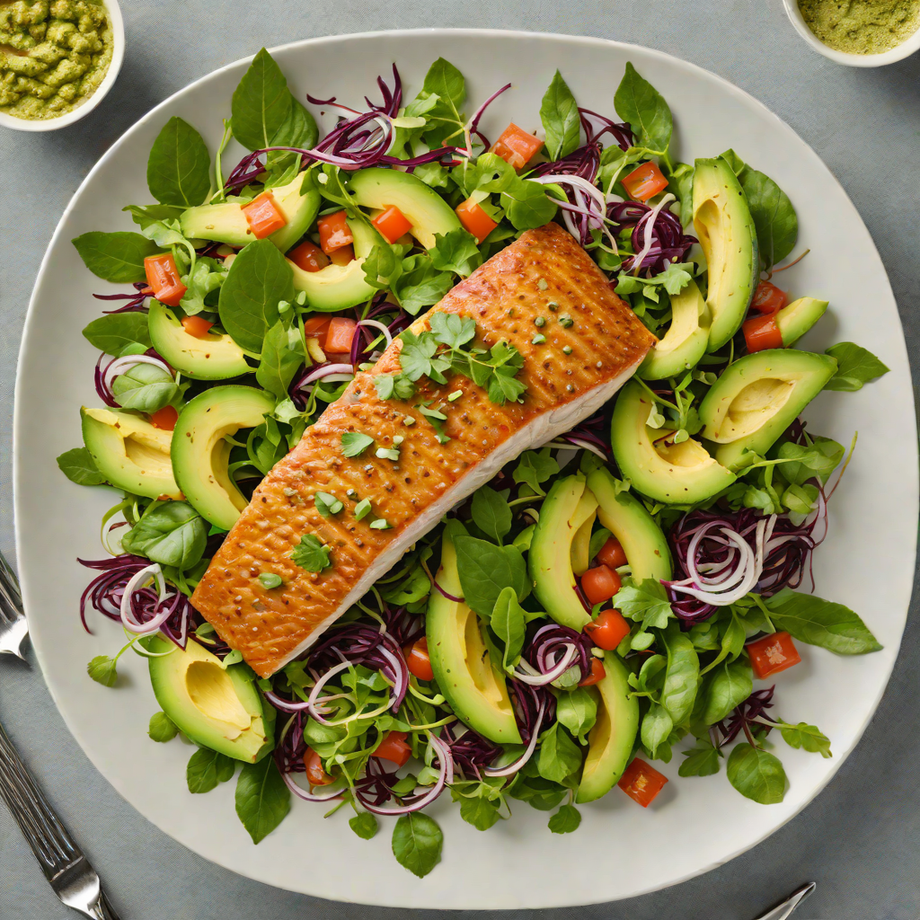 Smoked Barramundi and Avocado Salad with Finger Lime Dressing