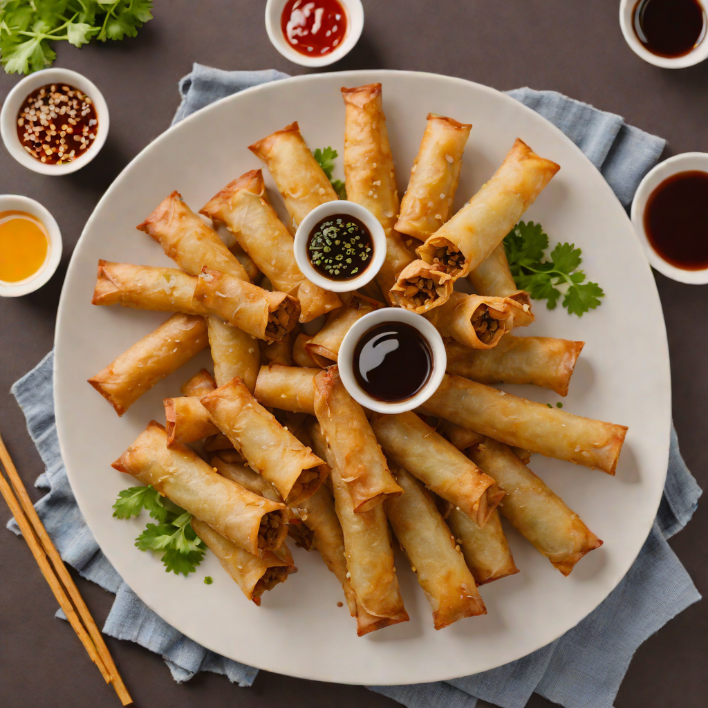 Pan-Fried Lumpia with Sweet Garlic Vinegar Dip