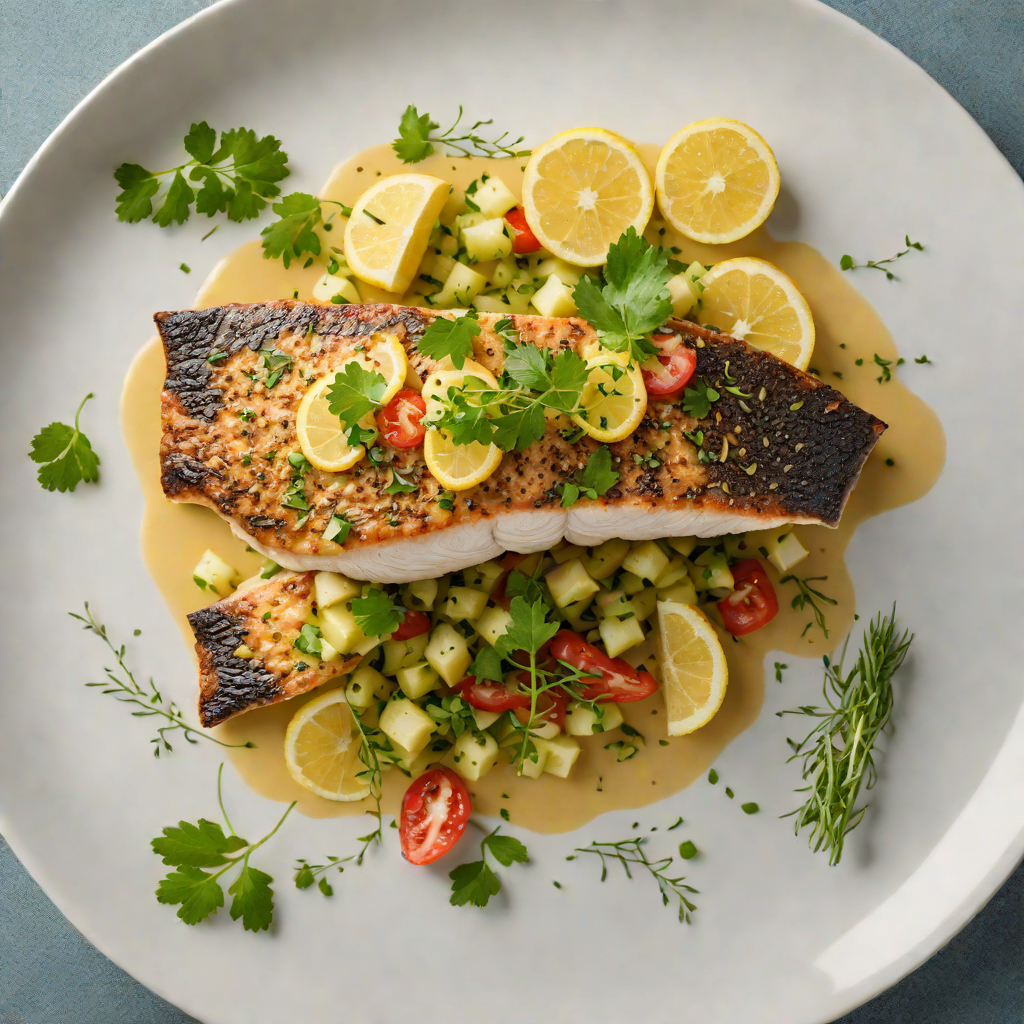 Pan-Fried Barramundi with Lemon Myrtle Butter and Finger Lime Salsa