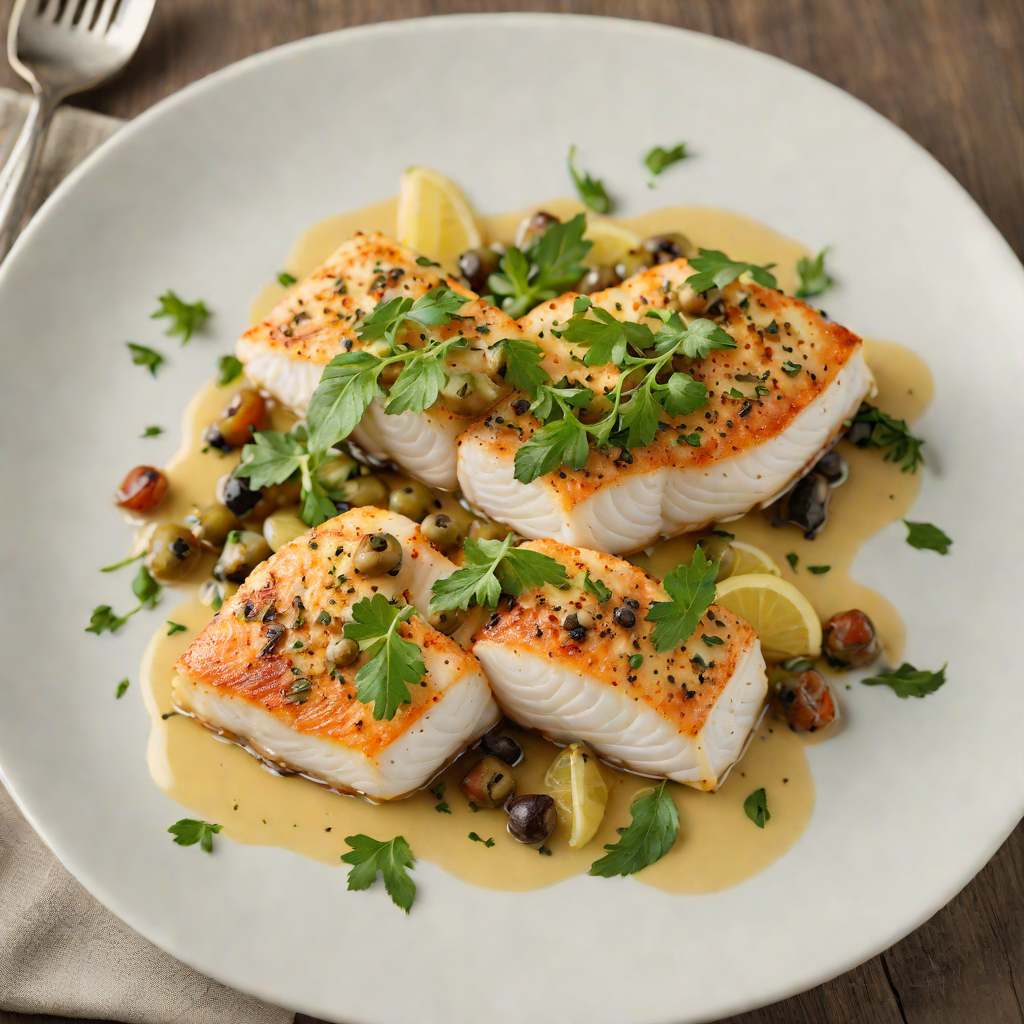 Pan-Seared Mediterranean Cod with Lemon Caper Sauce