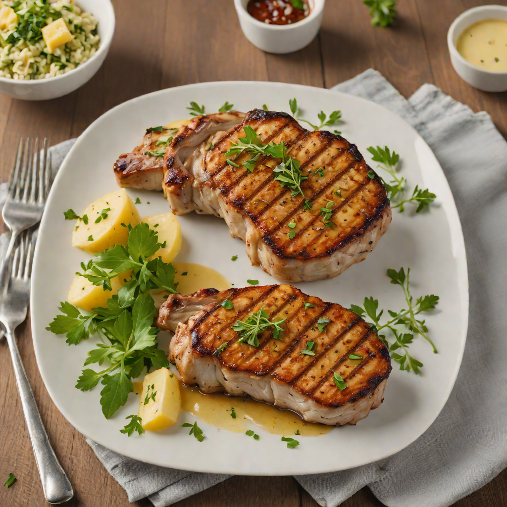 Grilled Herb-Marinated Pork Chops with Garlic Butter