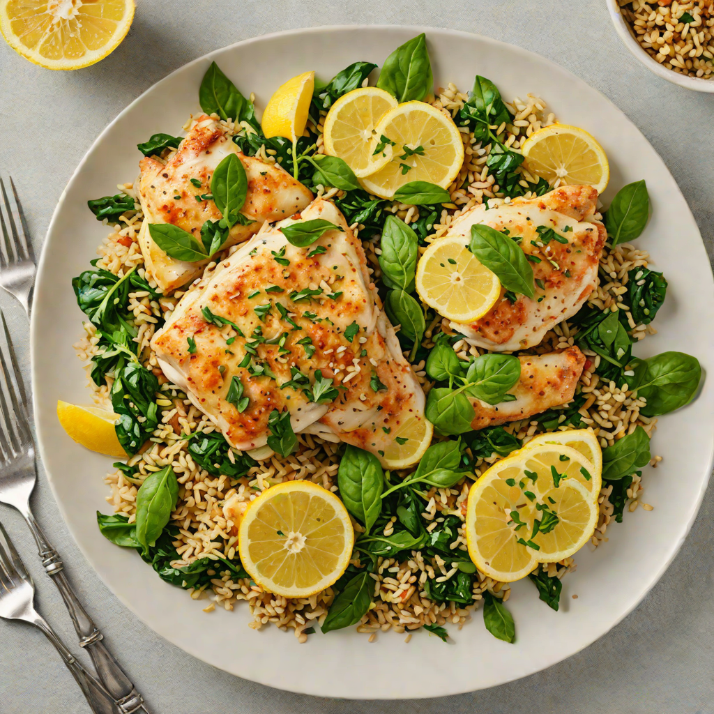One-Pan Lemon Garlic Chicken with Quinoa and Spinach