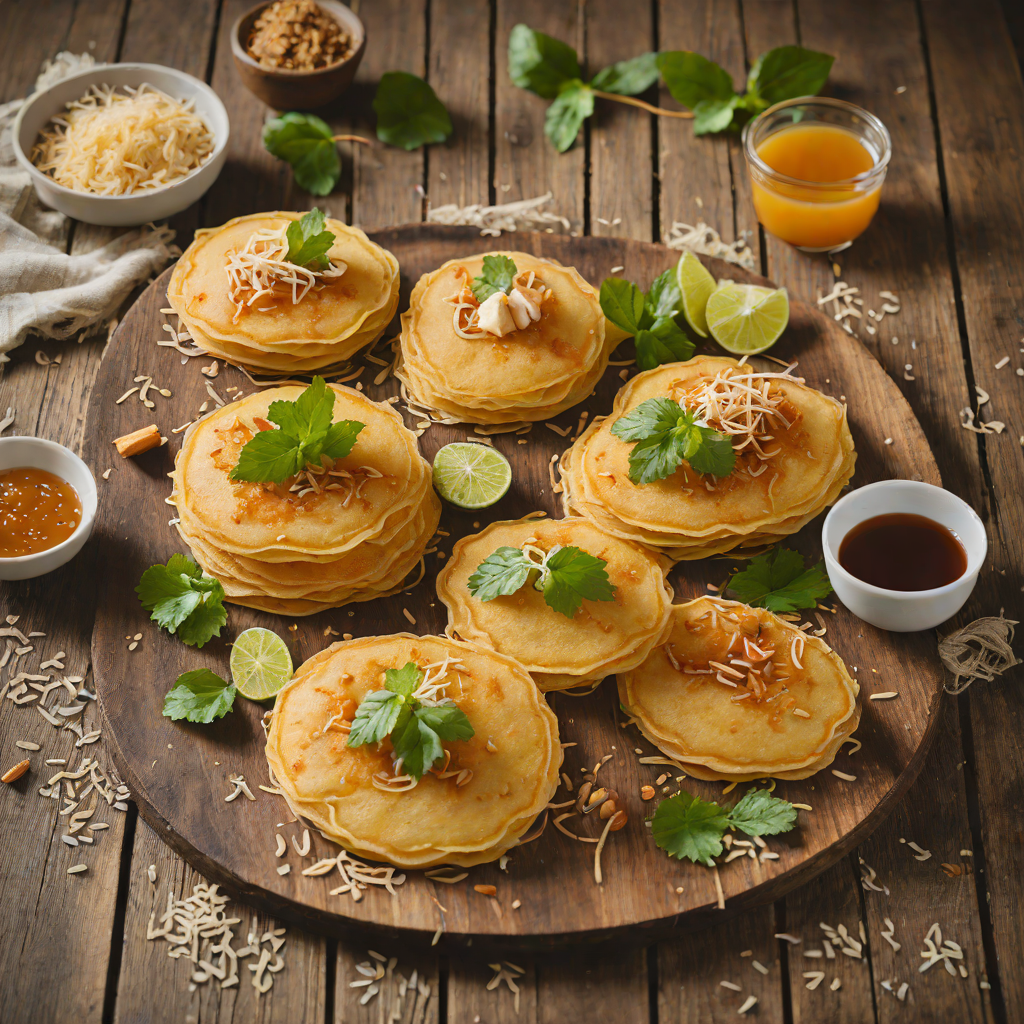 Fried Thai Coconut Pancakes with Palm Sugar Syrup