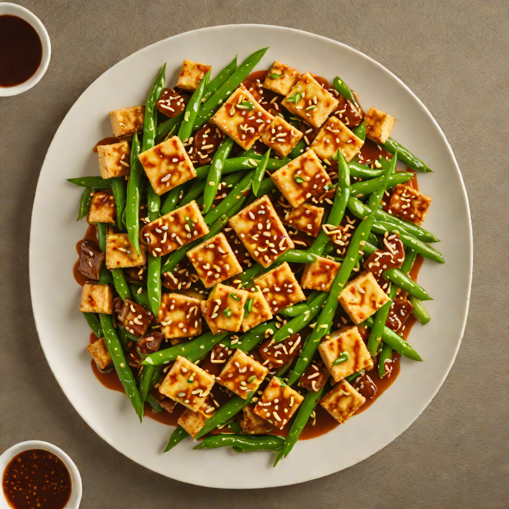 Stir-Fried Tofu with Spicy Szechuan Sauce and Green Beans