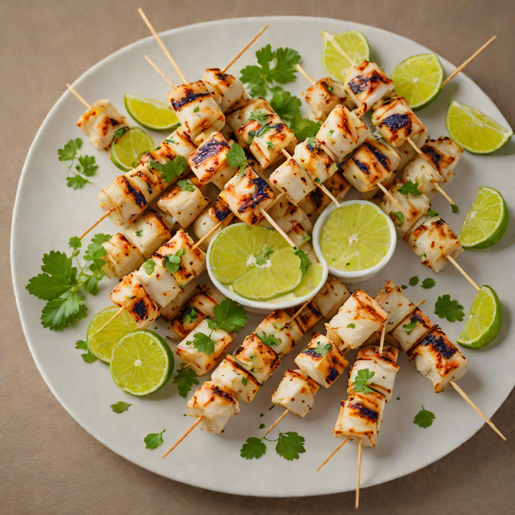 Grilled Chicken Yuca Skewers with Garlic-Lime Sauce