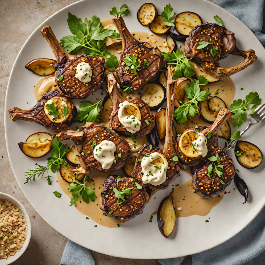 Sheet Pan Za’atar Lamb Chops with Roasted Eggplant and Tahini Drizzle