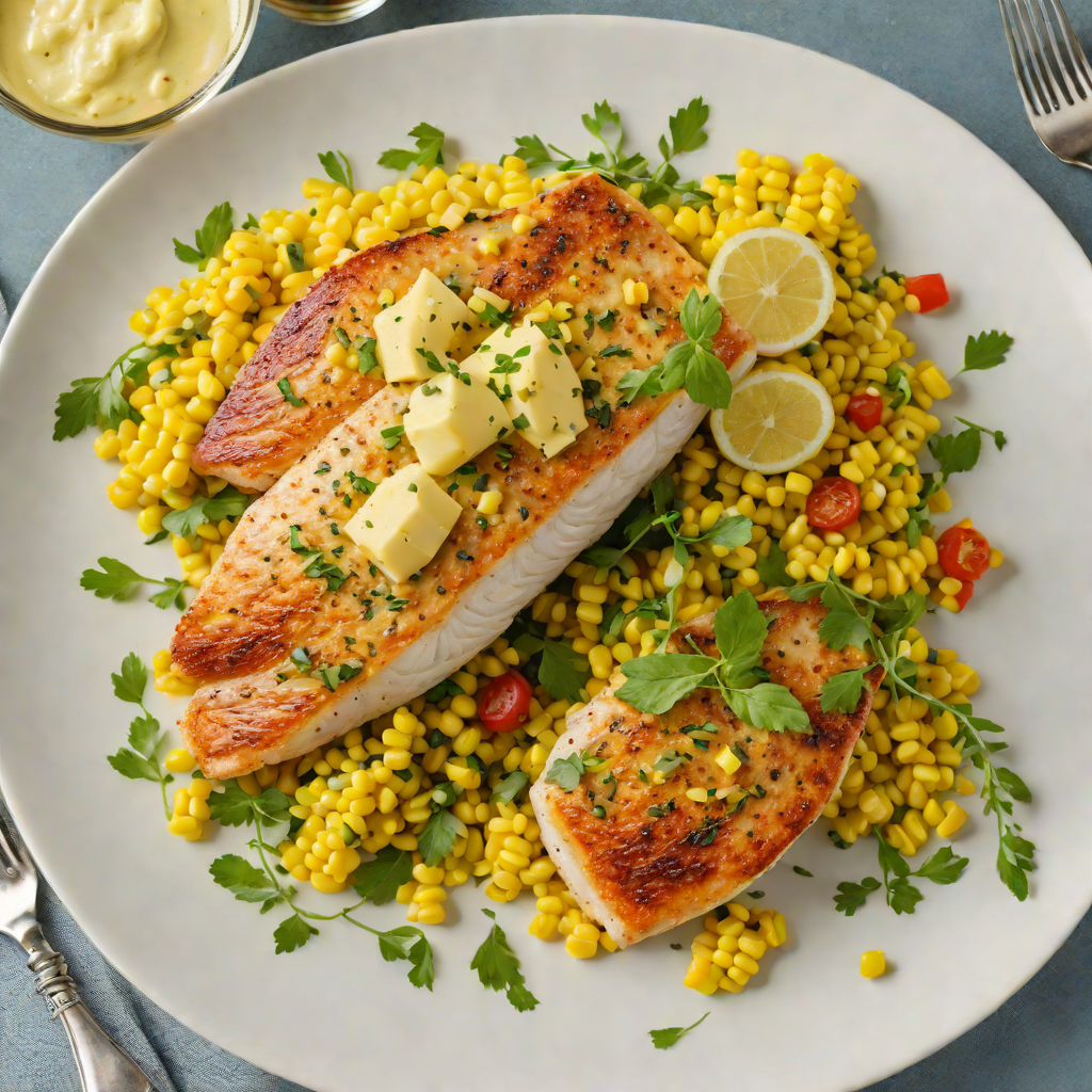 Pan-Seared Tilapia with Indiana Sweet Corn and Herb Butter