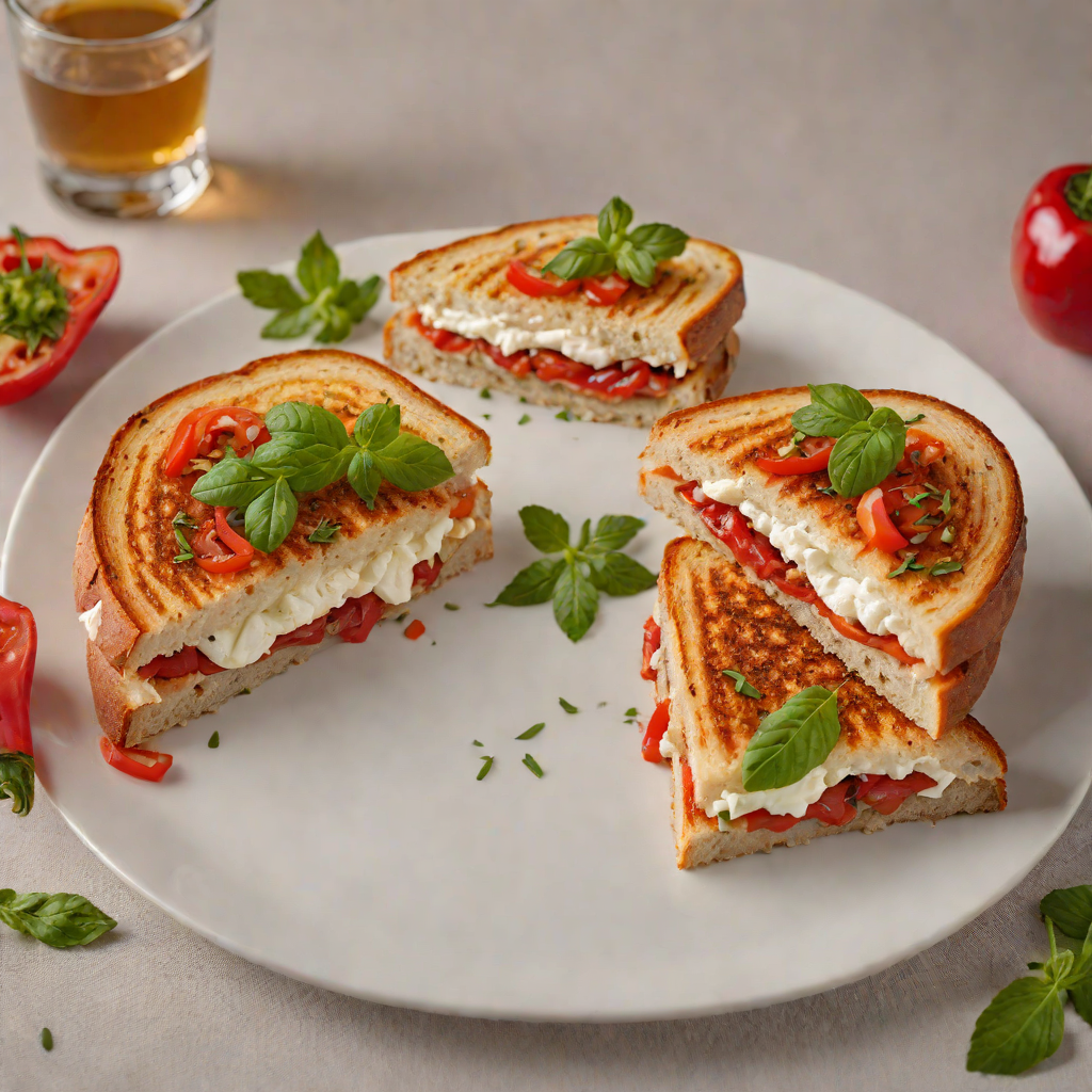 Grilled Red Pepper and Goat Cheese Sandwich on Sourdough