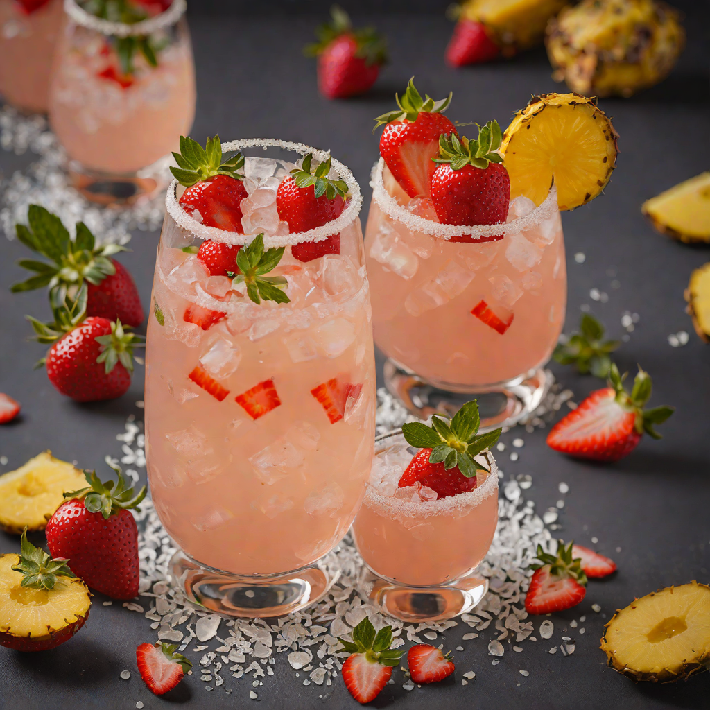 Strawberry Pineapple Gin Fizz with Salt Rim